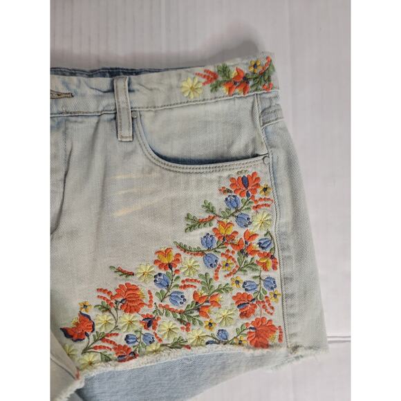 BlankNYC Denim Hiker Shorts Sz 28 Floral Embroidered Mid Rise Boho Festival - Picture 3 of 8